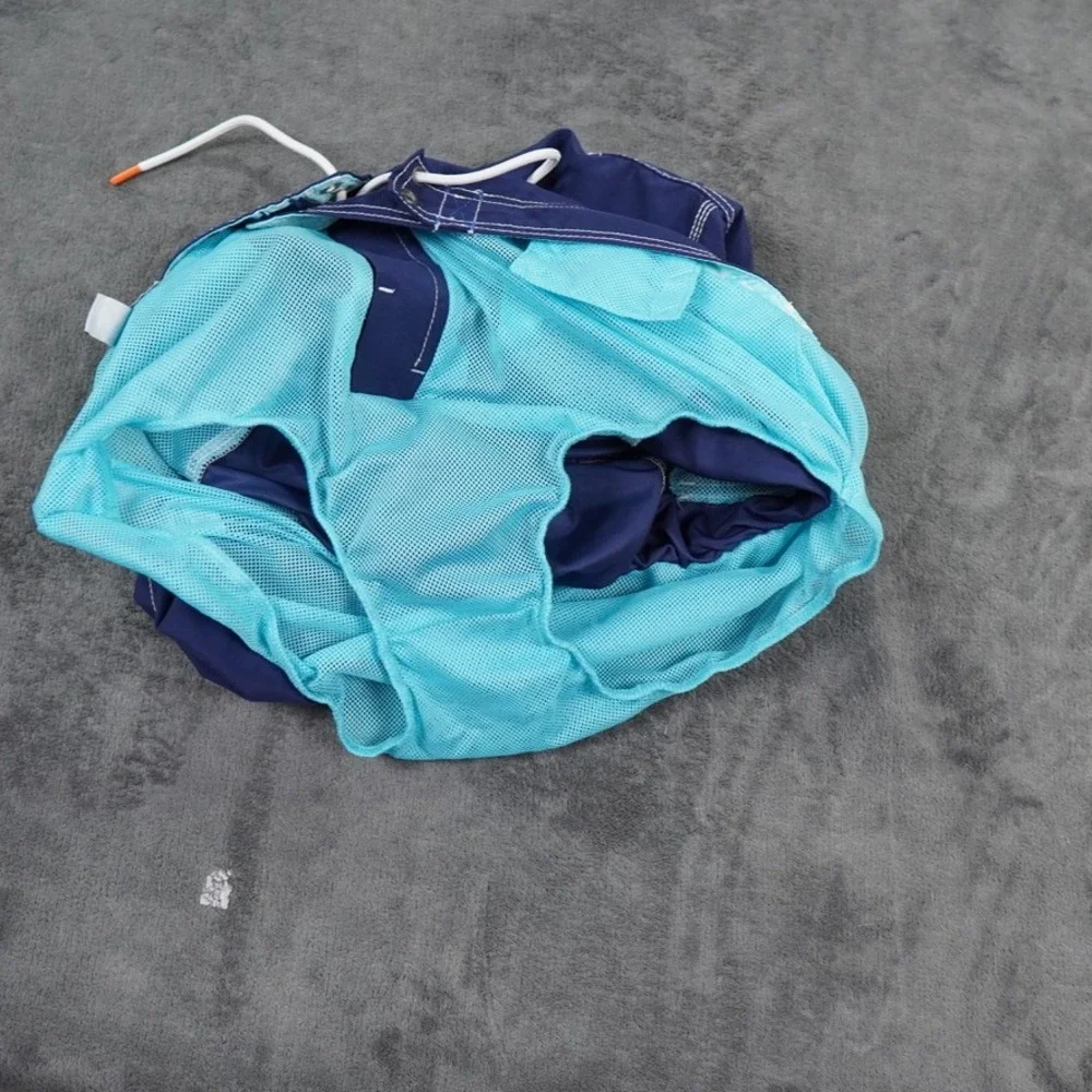Tommy Bahama Board Shorts Mens L Navy Blue Regular Logo Cargo‎ Pocket Beach Swim